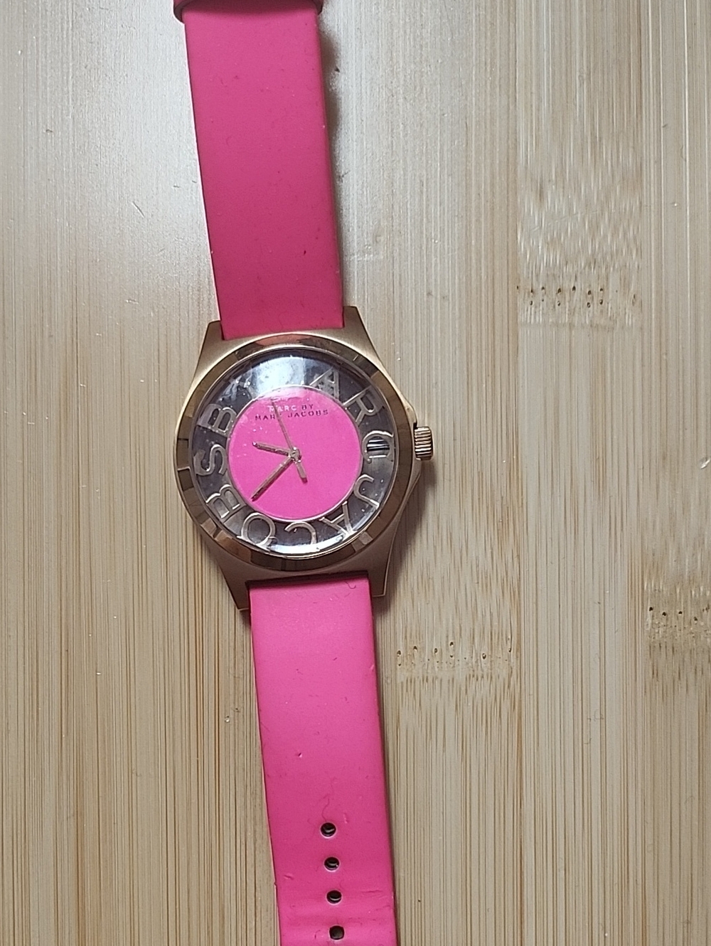 Marc Jacobs Pink Silicone Strap Rose Gold-Tone Case Watch